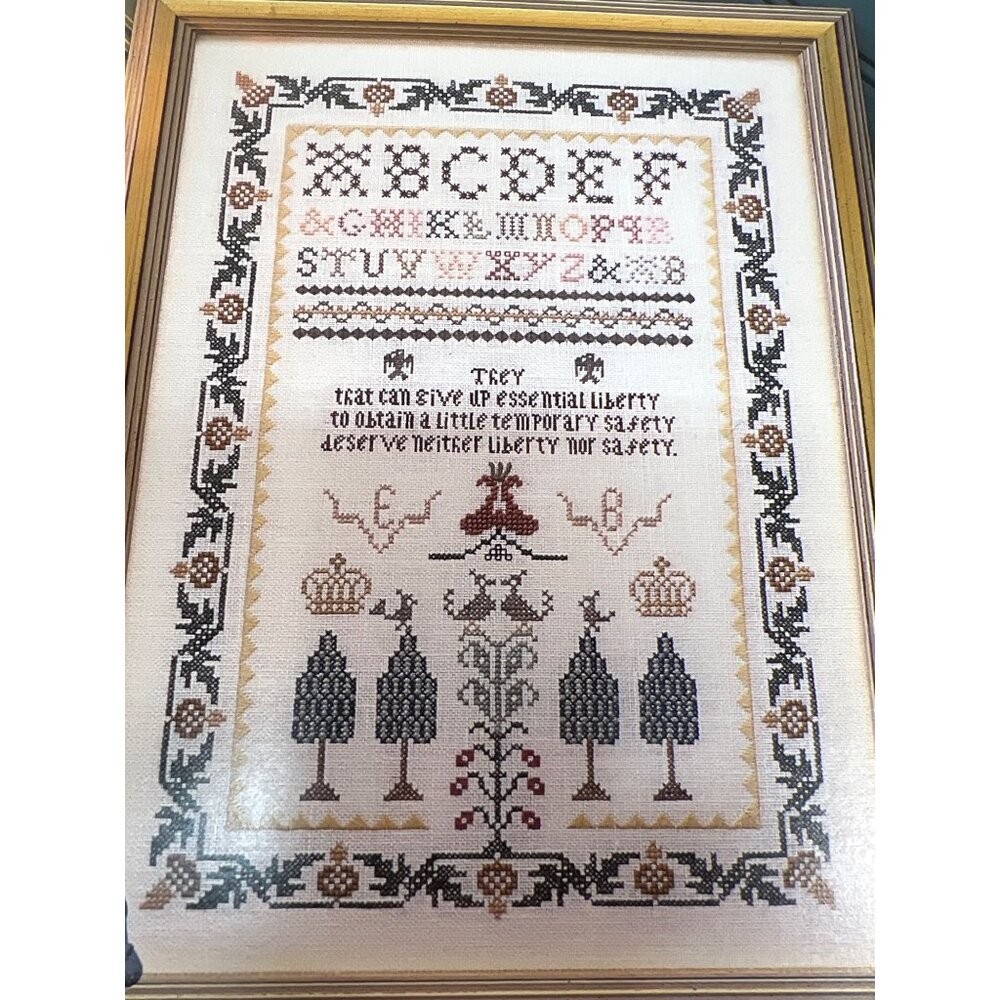 RARE Vintage Liberty Sampler Cross Stitch Pattern By Eileen Bennett